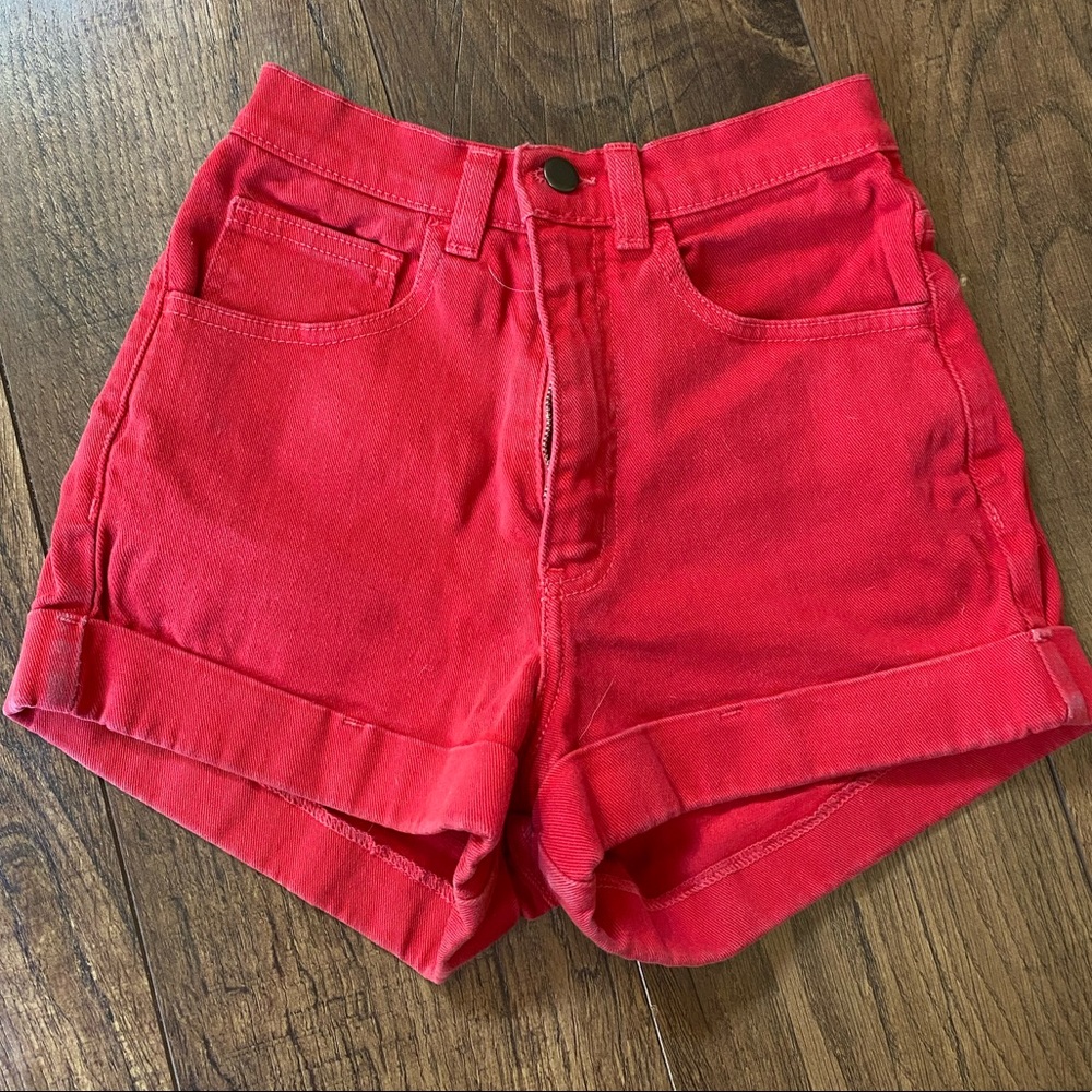 American Apparel Red High Wasted Short Shorts